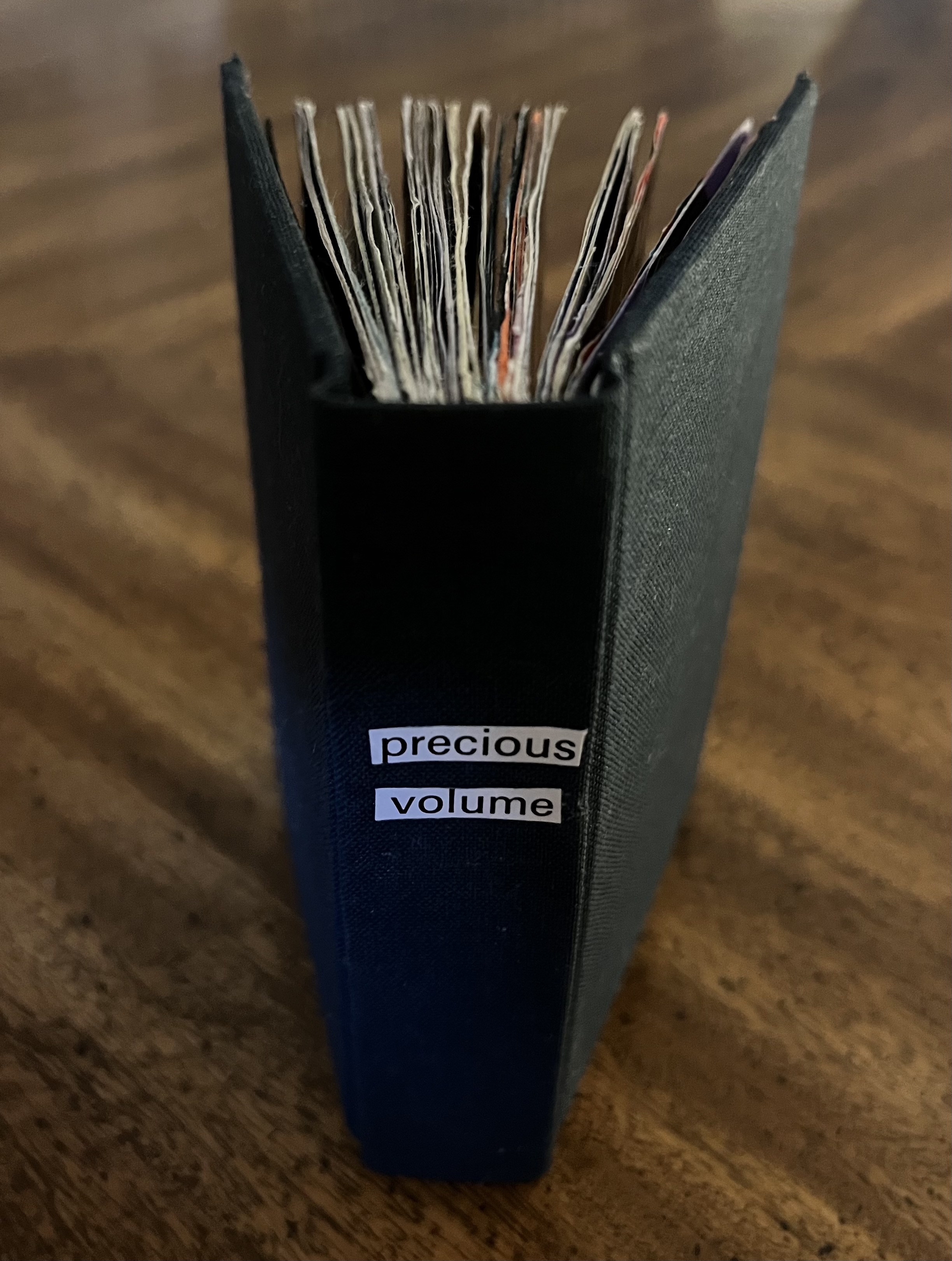 collaged book spine